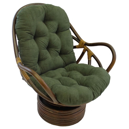International Caravan Rattan Swivel Rocker with Micro Suede Cushion, Hunter Green 3310-MS-HG